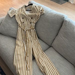 Belted short sleeve jumpsuit. Brand new from Anthropologie. Striped. XS.